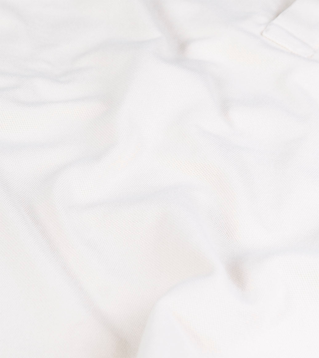 Drake's Pique Cotton LS Polo Shirt / Antique White