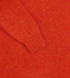 Drake's Brushed Shetland Crew Neck Jumper / Orange