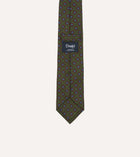 Drake's Square Flower Medallion Silk Tie / Green