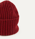 Drake's Lambswool Ribbed Knit Beanie / Red