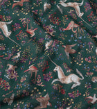 Drake's Unicorn Print Wool Silk Scarf / Green