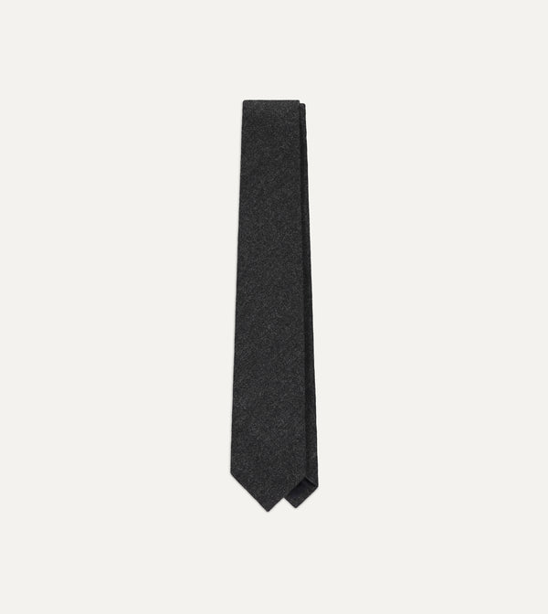 Drake's Pure Cashmere Solid Tipped Tie / Grey