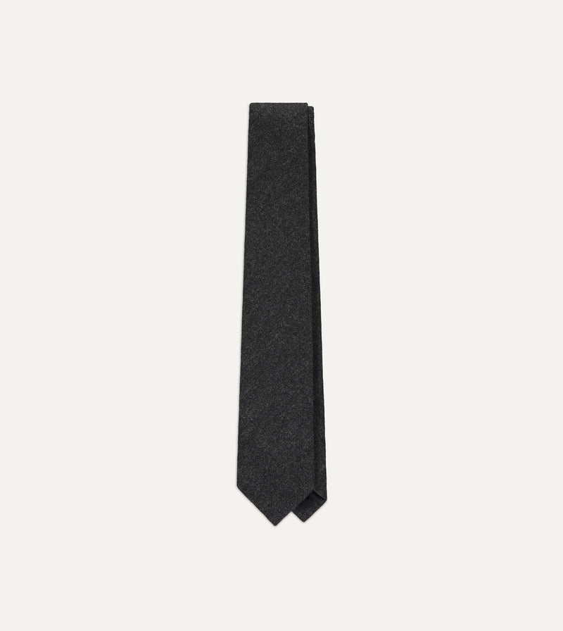 Drake's Pure Cashmere Solid Tipped Tie / Grey