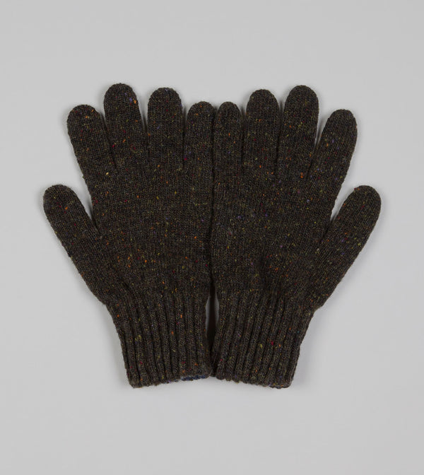 Drake´s Donegal Merino Knitted Gloves / Olive