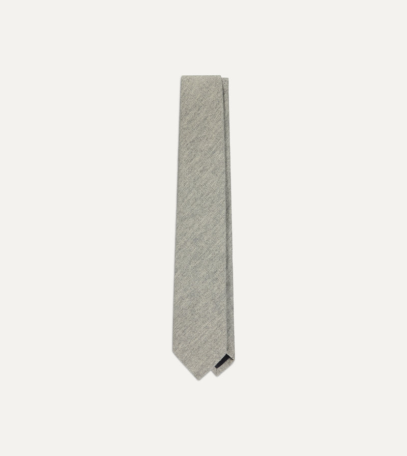 Drake's Pure Cashmere Solid Tipped Tie / Light Grey