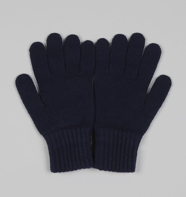 Drake´s Lambswool Knitted Gloves / Navy