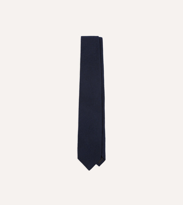 Drake's Pure Cashmere Solid Tipped Tie / Navy