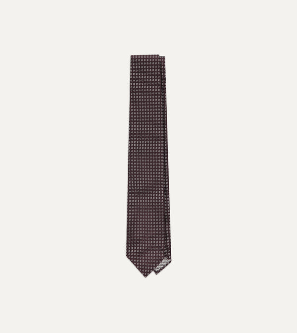 Drake's Mini Polo Motif Silk Tie / Burgundy
