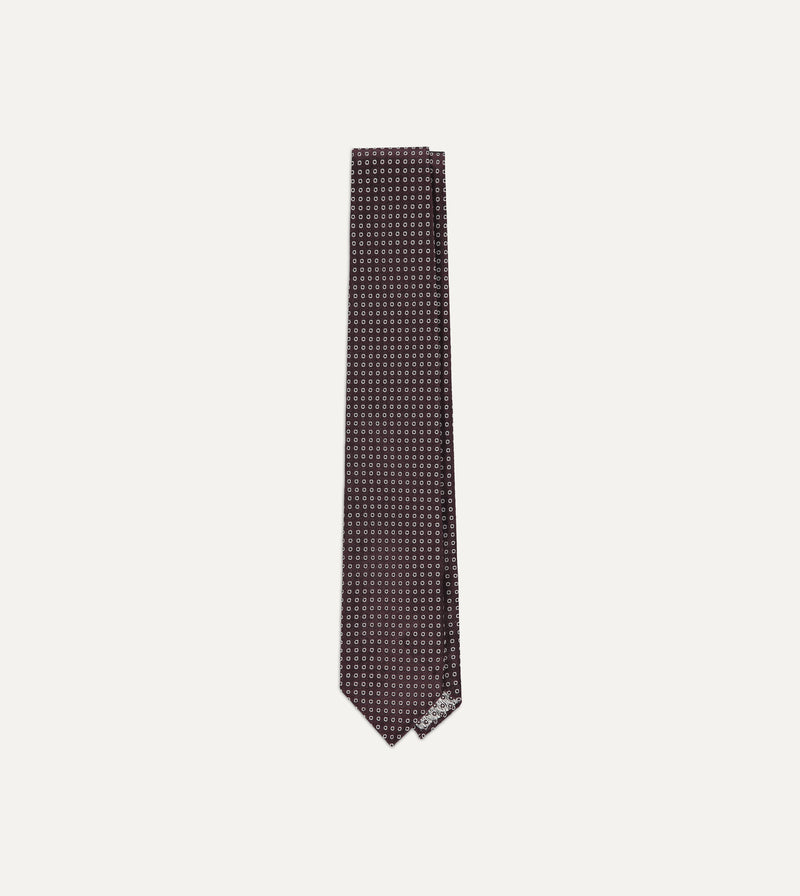 Drake's Mini Polo Motif Silk Tie / Burgundy