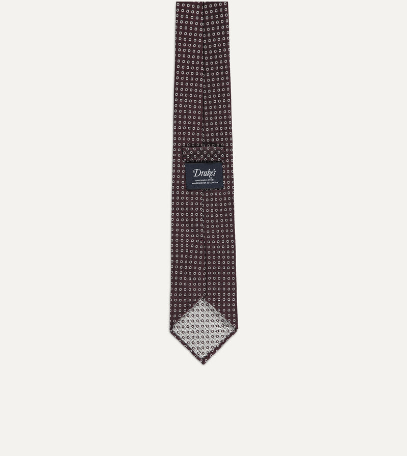 Drake's Mini Polo Motif Silk Tie / Burgundy