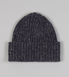 Drake's Lambswool Ribbed Knit Beanie / Grey