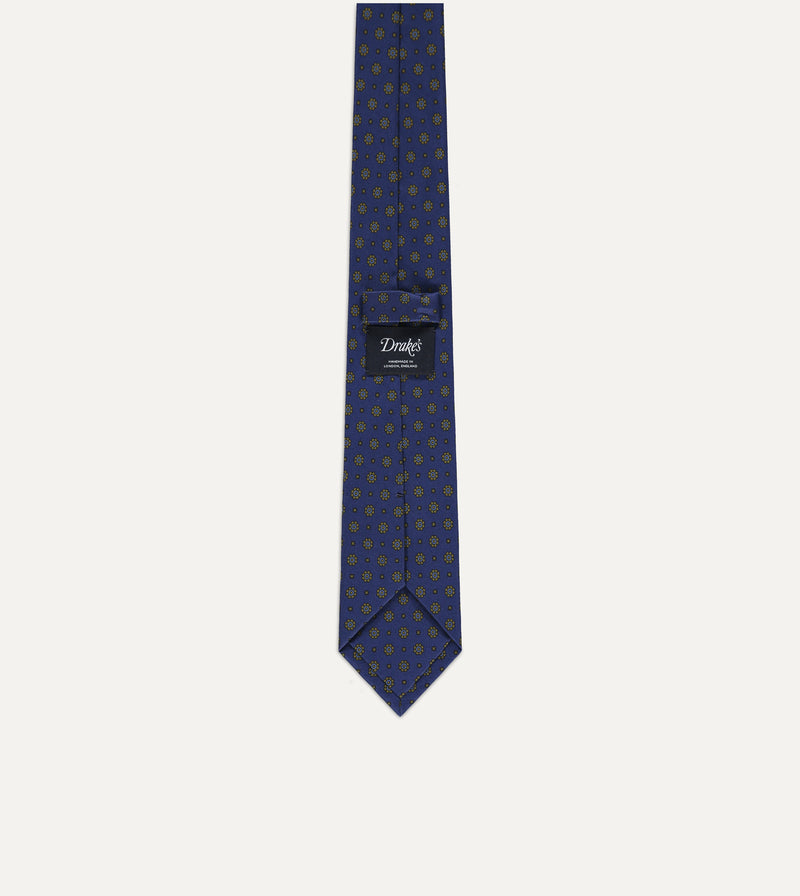 Drake's Medallion Silk Tie / Indigo