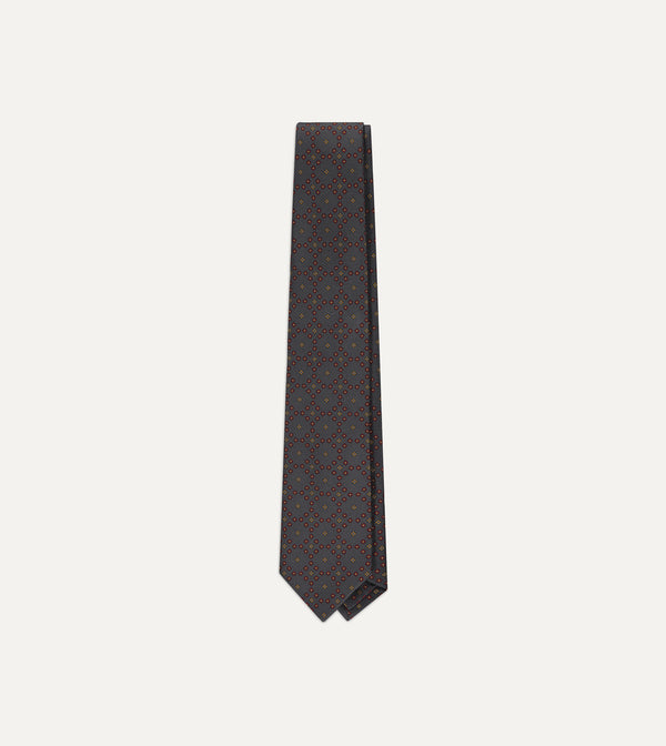 Drake's Mini Petal Silk Tie / Red & Orange