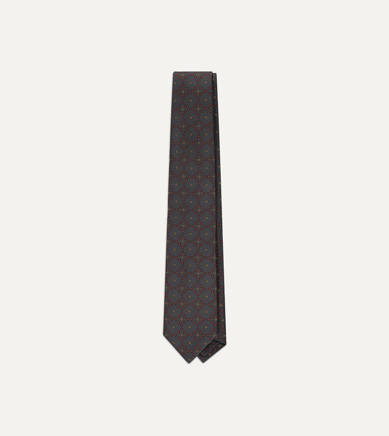 Drake's Mini Petal Silk Tie / Red & Orange