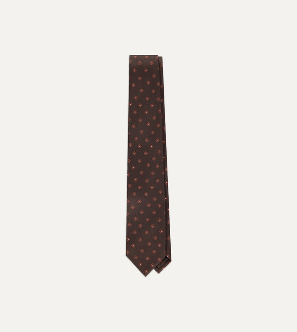 Drake's Mini Square Pattern Tie / Brown