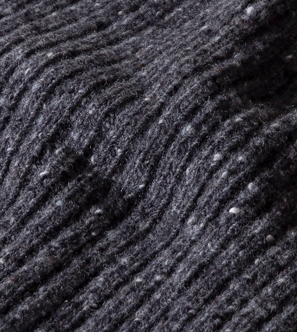Drake's Donegal Ribbed Merino Beanie / Unshin Grey