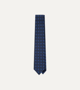 Drake's Medallion Silk Twill Madder Tie / Navy & Blue