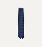Drake's Medallion Silk Twill Madder Tie / Navy & Blue