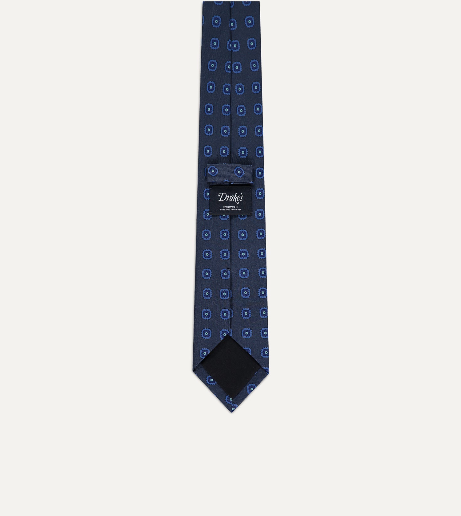 Drake's Medallion Silk Twill Madder Tie / Navy & Blue