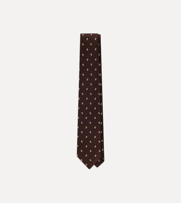 Drake's Curved Pattern Tie / Brown