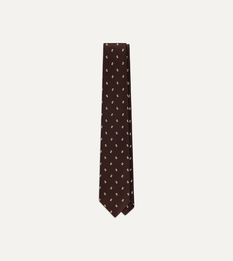 Drake's Curved Pattern Tie / Brown