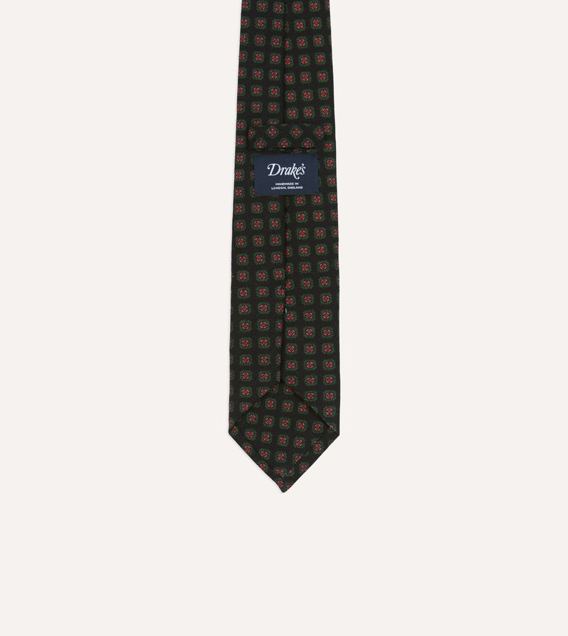 Drake's Diamond Print Wool Tie / Black