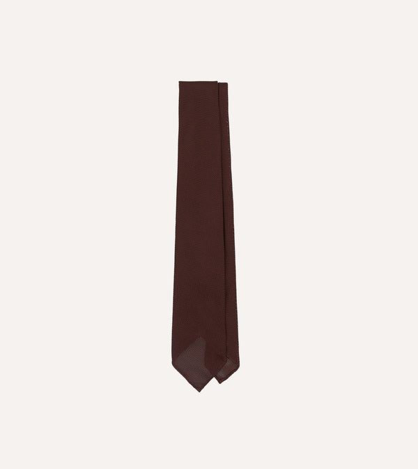 Drake's Fine Woven Grenadine Handrolled Tie / Wine