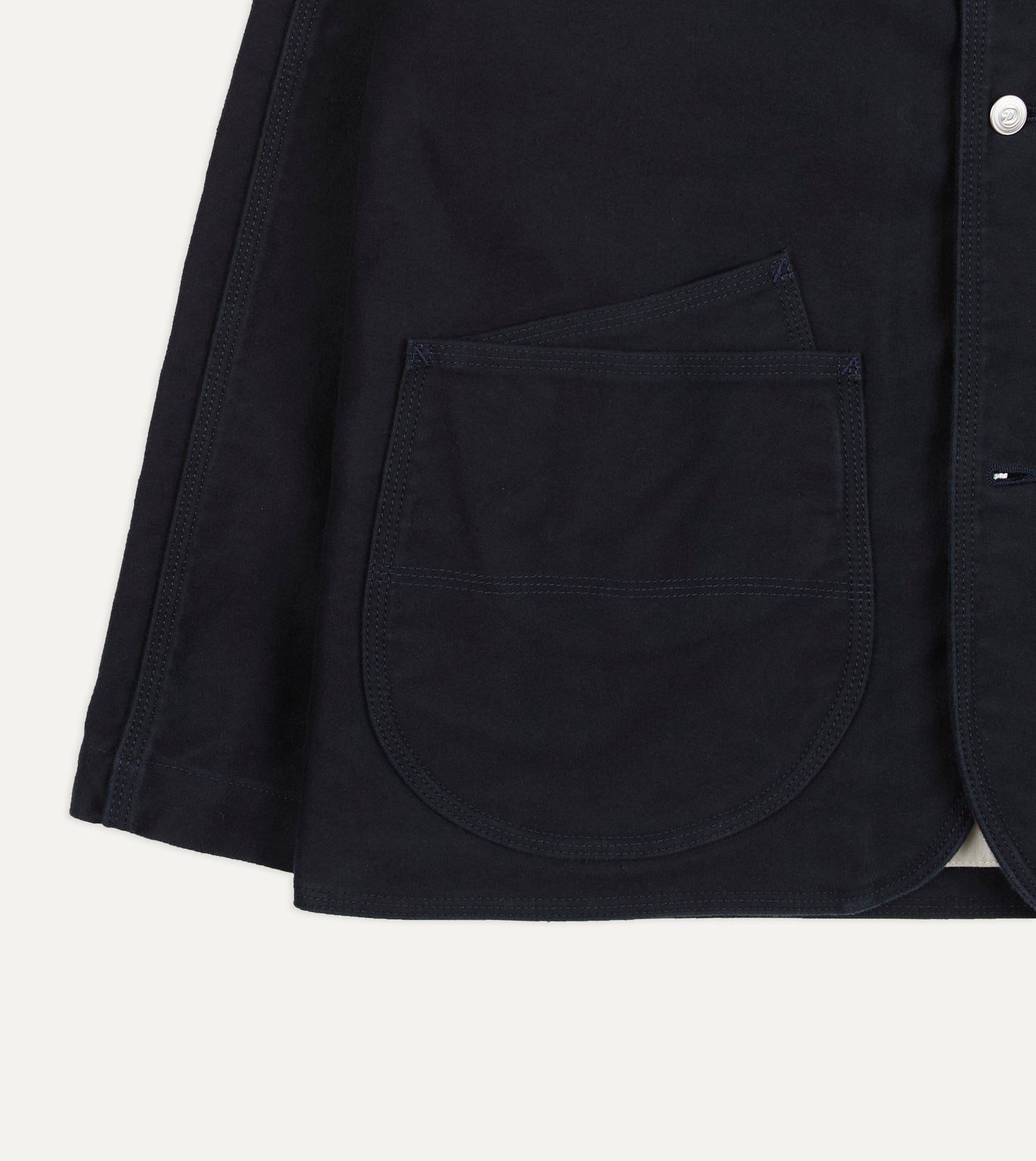 Drake's Moleskin Raglan Work Coat / Navy