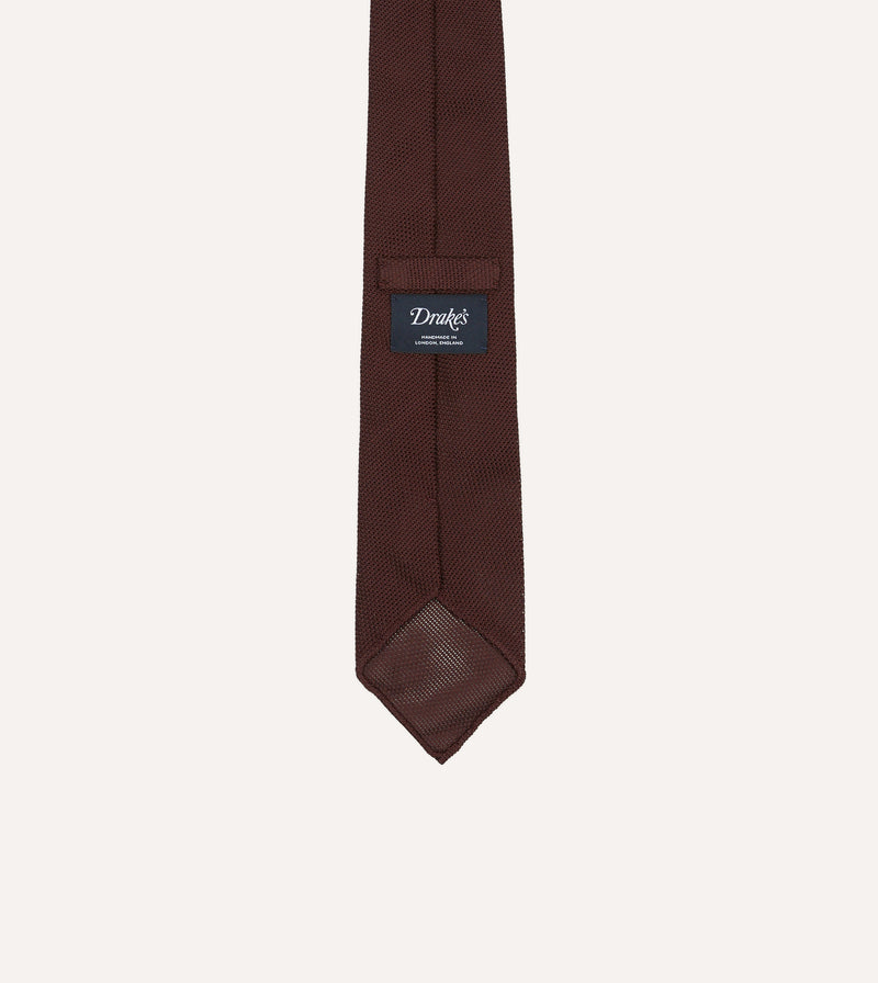 Drake's Fine Woven Grenadine Handrolled Tie / Wine