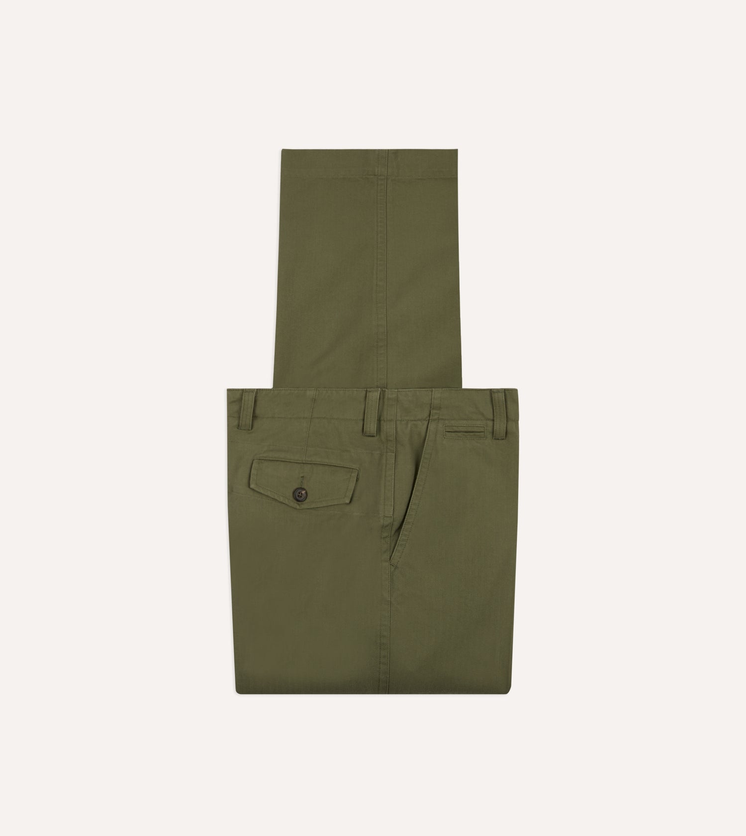 Drake's Herringbone Cotton Wide Leg Chino / Sage