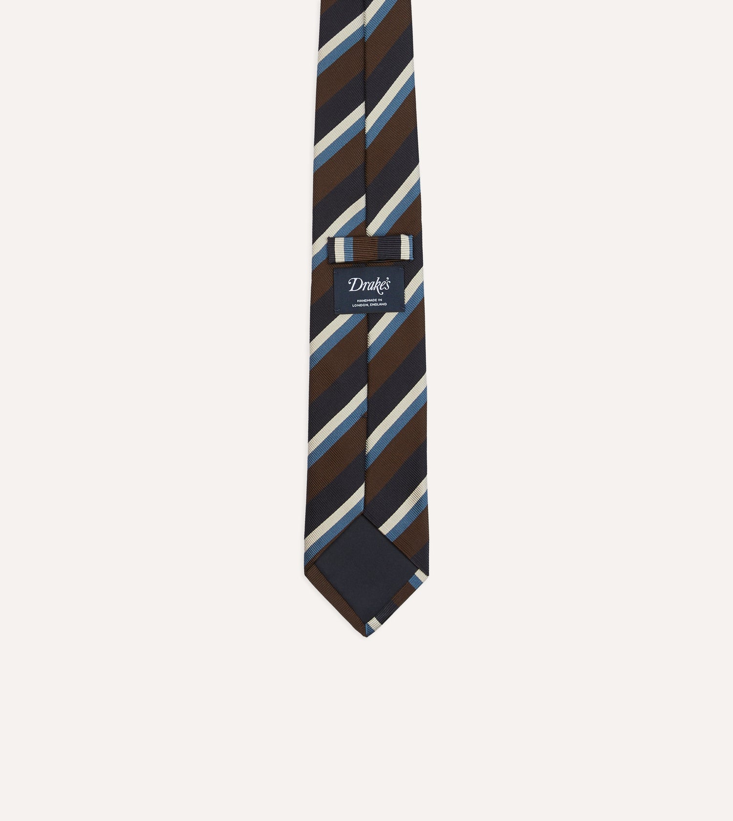 Drake's Multistripe Mogador Silk Tie / Brown & Navy