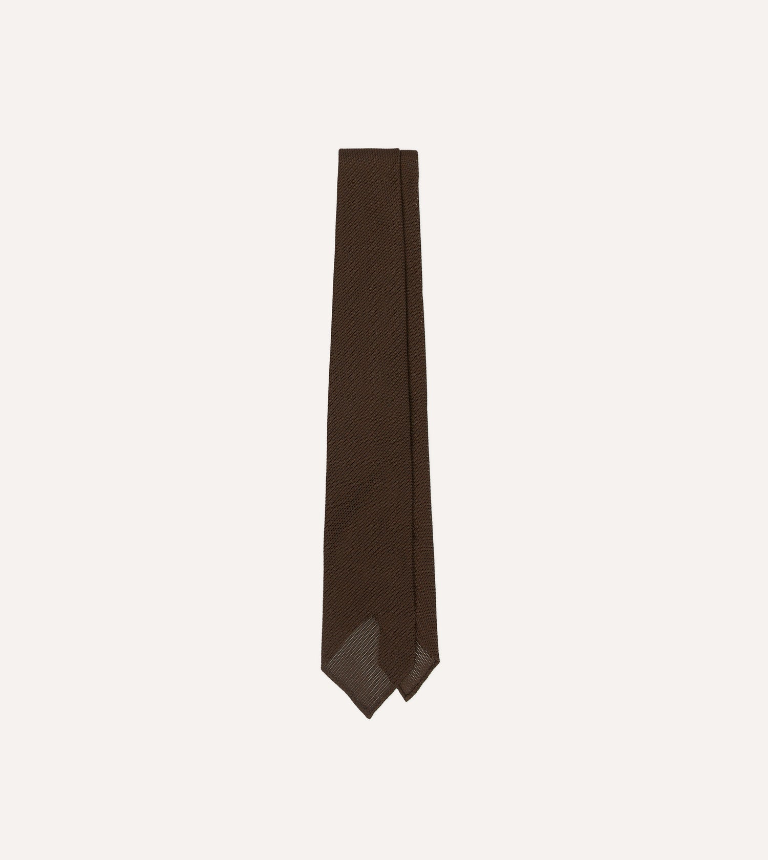 Drake's Fine Woven Grenadine Handrolled Tie / Brown