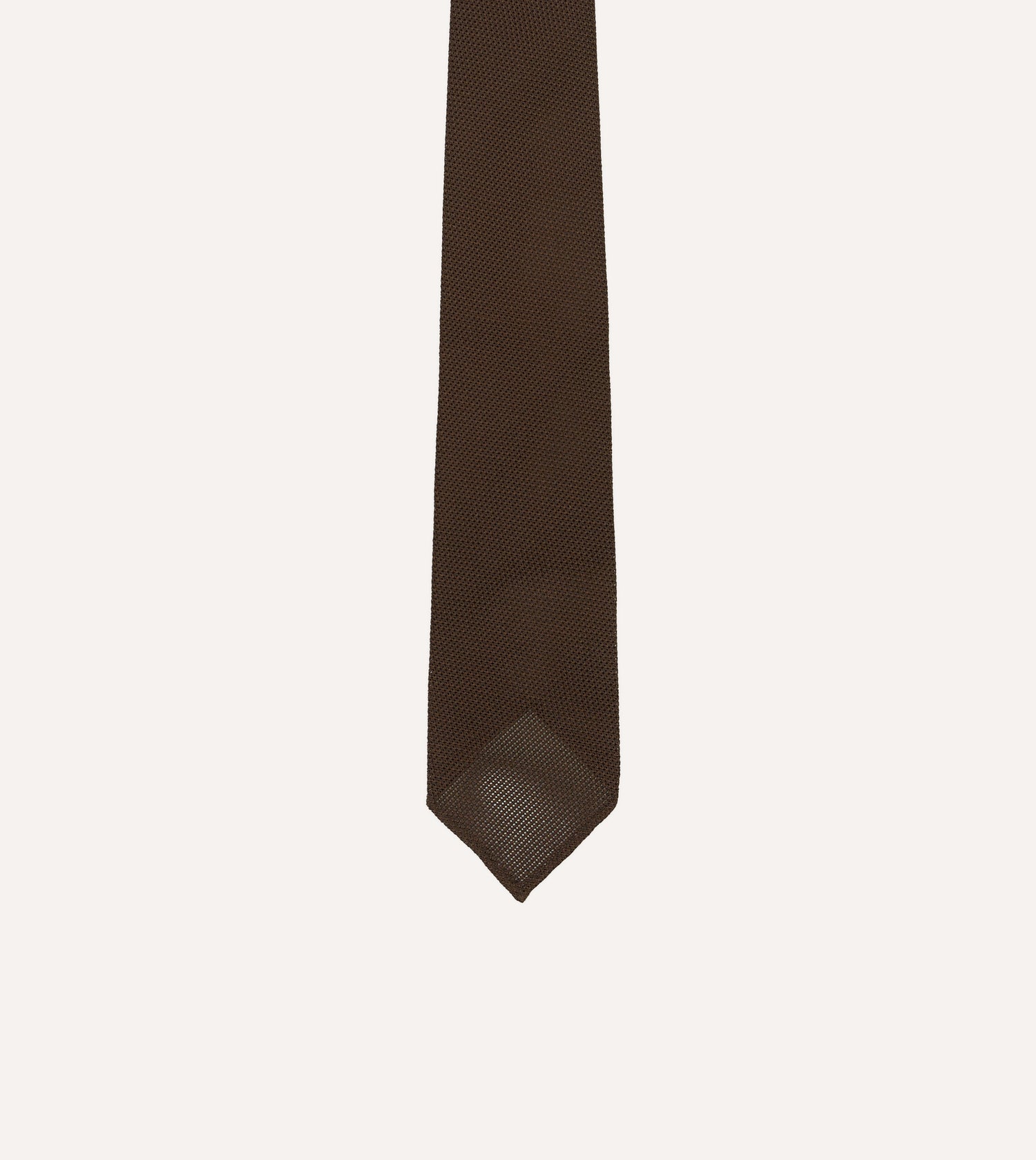 Drake's Fine Woven Grenadine Handrolled Tie / Brown