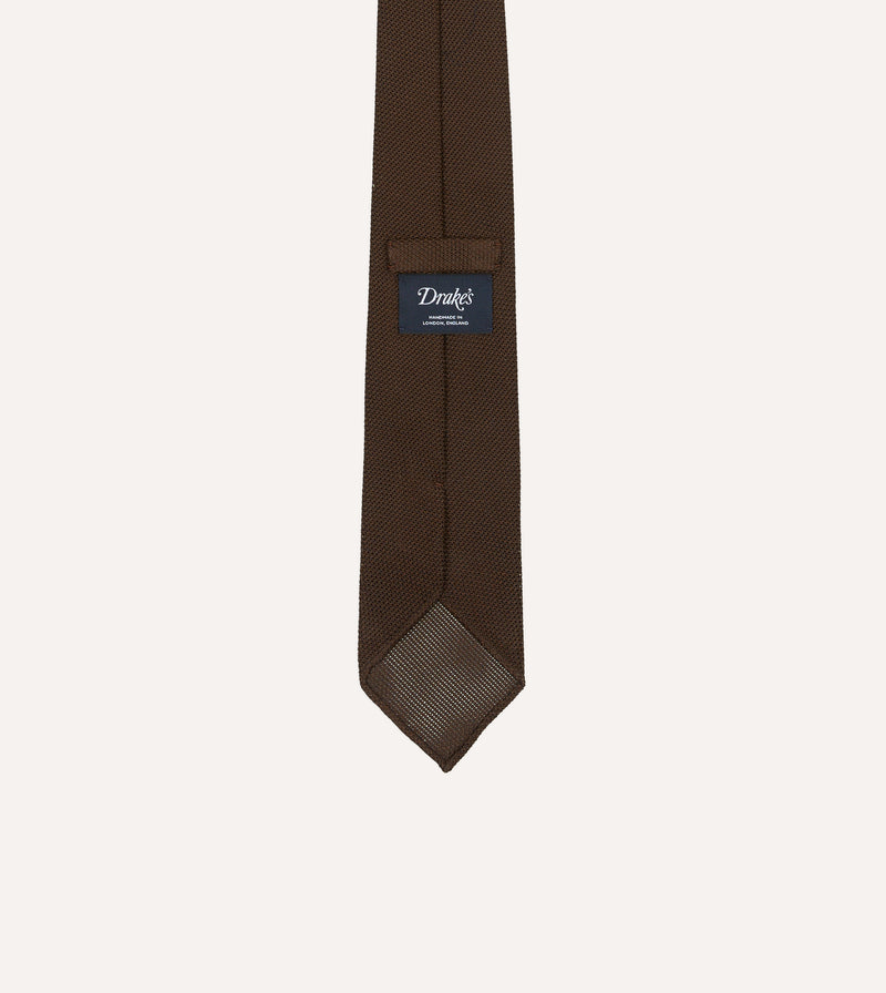 Drake's Fine Woven Grenadine Handrolled Tie / Brown