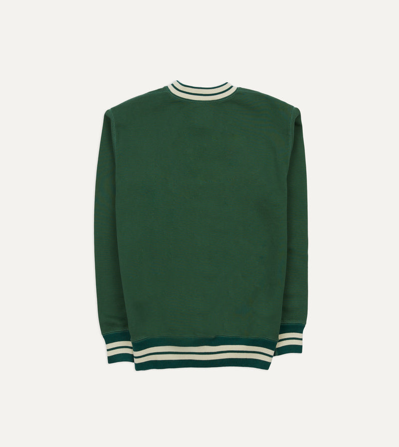 Drake's Striped Rib Sweatshirt / Green & Ecru