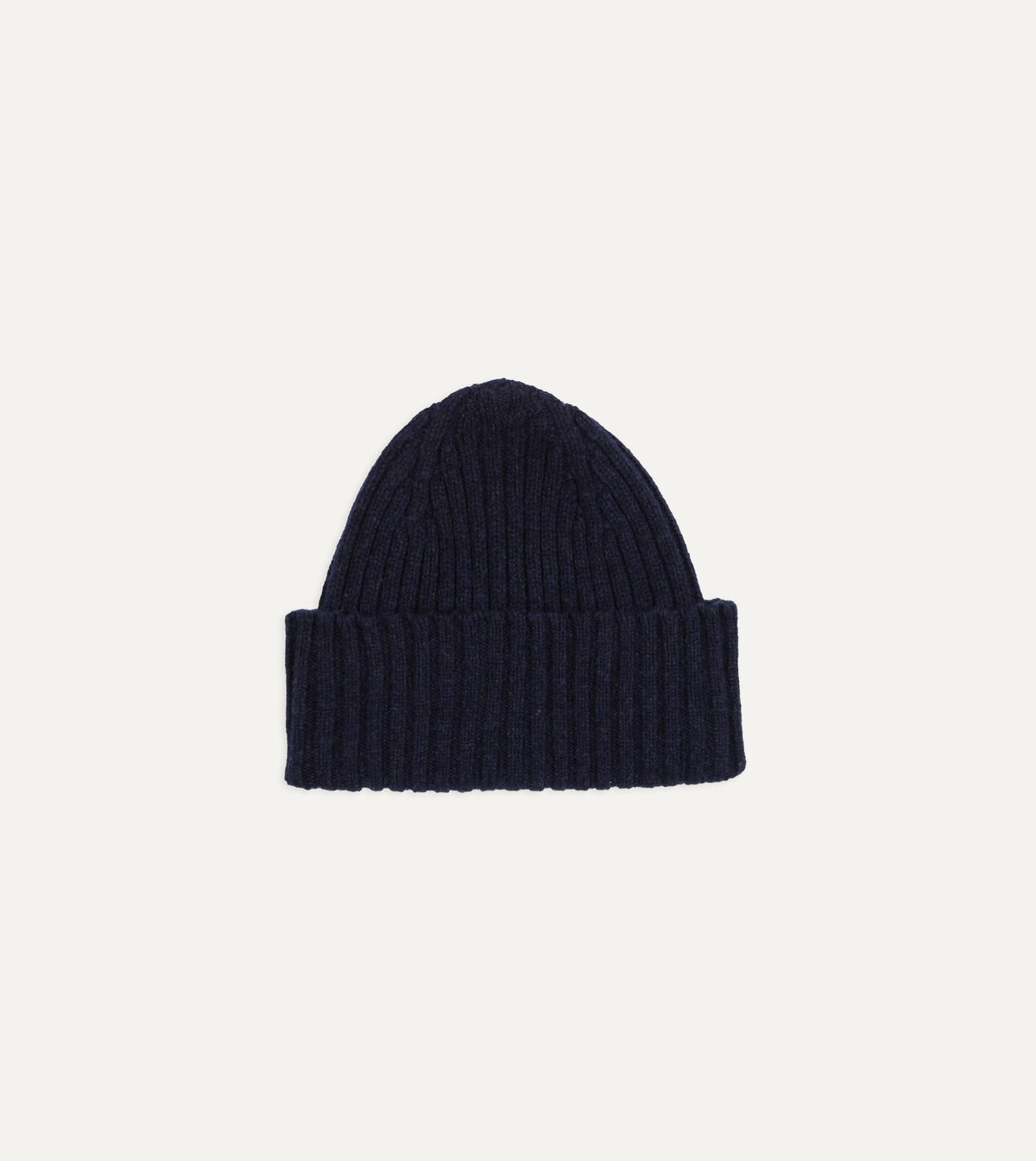 Drake's Lambswool Ribbed Knit Beanie / Oxford Blue