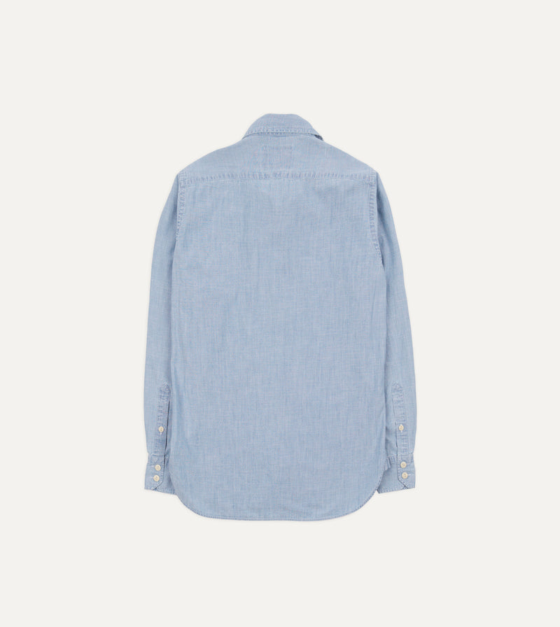 Drake's Chambray Two Pocket Work Shirt / Blue