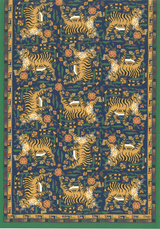 Drake's Wool & Silk Tiger Print Scarf / Blue
