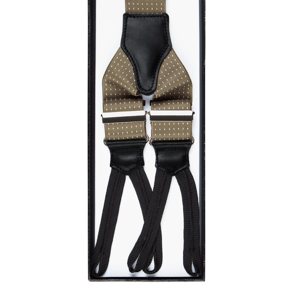 Viola Milano Classic Width Braces Braid Ends / Polka Dot Taupe