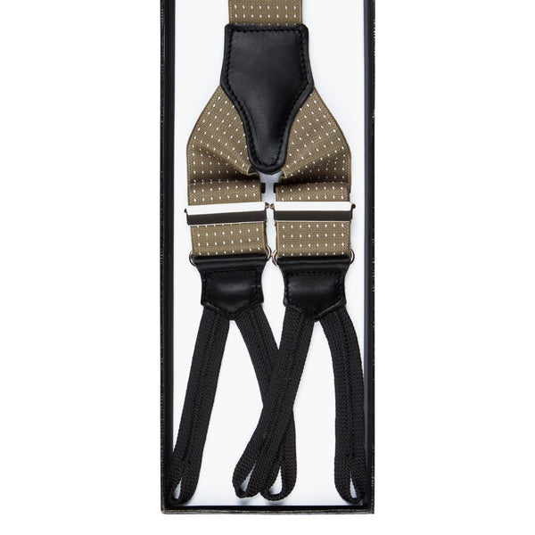 Viola Milano Classic Width Braces Braid Ends / Polka Dot Taupe