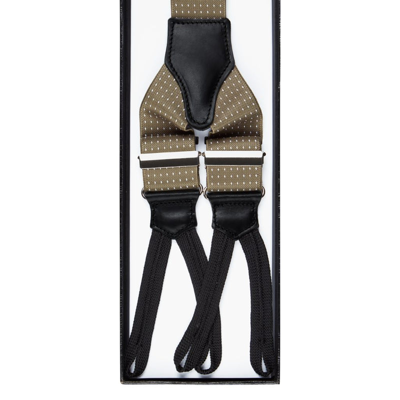 Viola Milano Classic Width Braces Braid Ends / Polka Dot Taupe