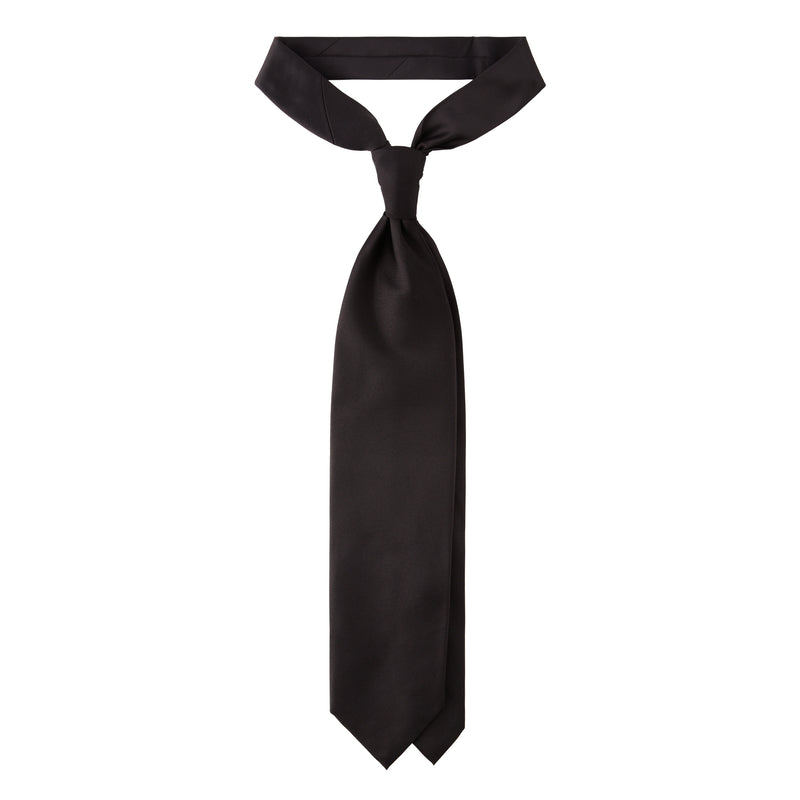 Viola Milano Solid Woven Selftipped Silk Tie / Black