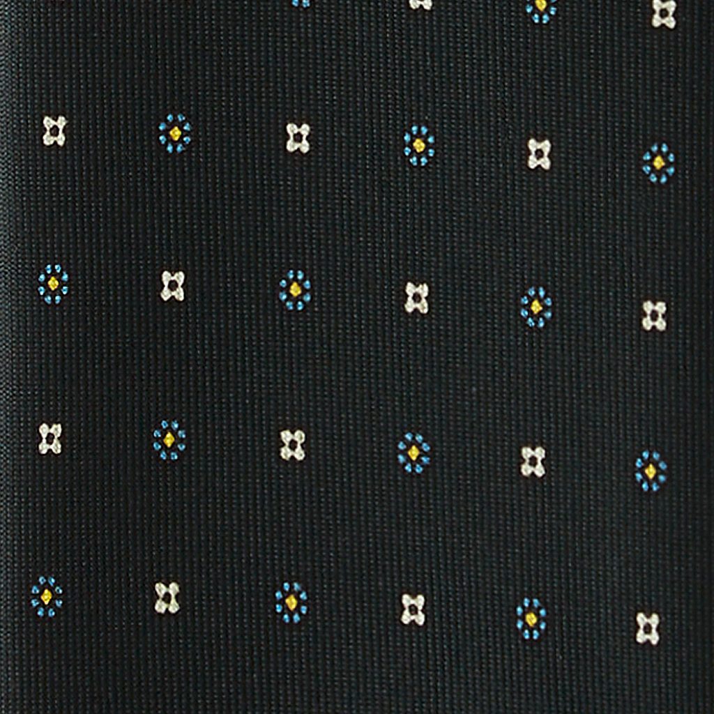 Viola Milano Mix Floral Selftipped Silk Tie / Forest
