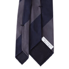 Viola Milano Block Stripe Handrolled Woven Silk Jacquard Tie / Navy/Sea