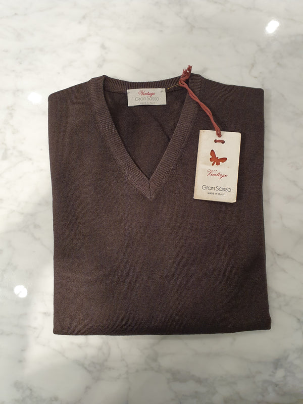 Gran Sasso Vintage Merino V-neck Brown