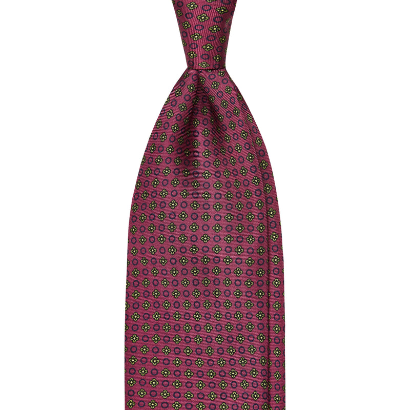 Viola Milano Floral Pattern Selftipped Silk Tie / Rose Mix