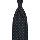 Viola Milano Floral Pattern Printed Italian Wool Tie / Navy/Grey