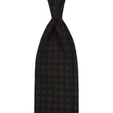 Viola Milano Milanese Floral Printed Italian Wool Tie / Navy/Verde