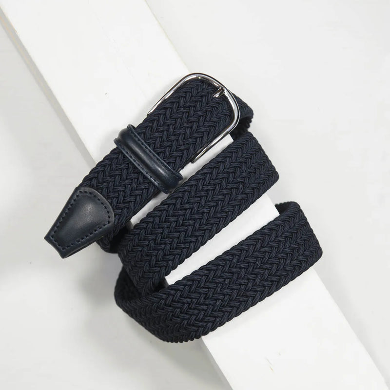 Anderson's Braided Strech Belt With D-Ring Buckle / Navy