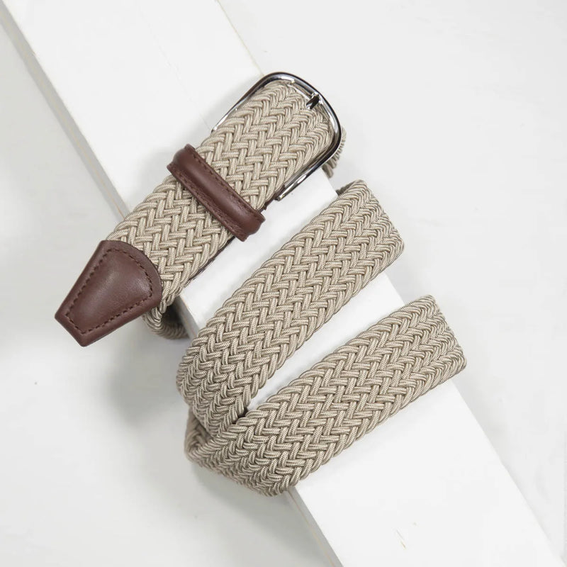 Anderson's Braided Strech Belt With D-Ring Buckle / Light Beige